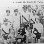 Members of the 1971 Wyoming Class B state track and field championship team are (back row, l-r) Kim Wilson, Don Strom, Rick Gilmore, Tony Frost, (front row) Roy Strom, Coach Jim Hannahan and Frank Hinckley. File photo