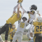 Rocky Mountain junior safety Mason Moss soars for an interception against the Wright Panthers in a zero-week game in Cowley Saturday as Cooper Ward (25) also defends. The Grizz travel to Southeast High School Friday. David Peck