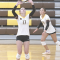 Charlee Welling (left) sets the ball while Leah Haslem looks on during a game against Riverside earlier in the season. Sherry Snell