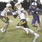 Rocky Mountain senior Sam Loyning breaks free for a big gain against the Wind River Cougars in Pavillion Thursday as Jaxx May looks for a block. The Grizz crushed the Cougars 49-6 and host Upton Friday at 2 p.m. Deidre Clendenen