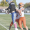 Lovell sophomore Kannon Owens tiptoes the sideline in an attempt to make a catch against Cokeville on October 9 but is pushed out of bounds by Panther defender Emmitt Groll. David Peck